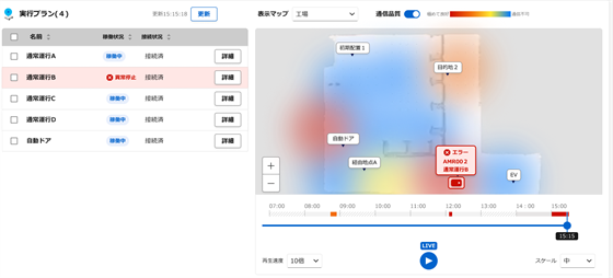 無線強度のヒートマップ表示画面